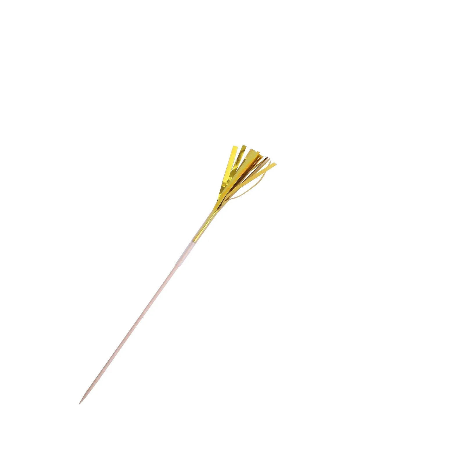 100 Pack Gold Firework Frills Cake Toppers, 9" Cupcake Decoration Picks, Foil Top Bamboo Cocktail Sticks