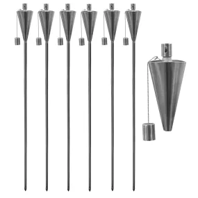 1.46m Metal Cone Garden Torches - Pack of Six - By Harbour Housewares