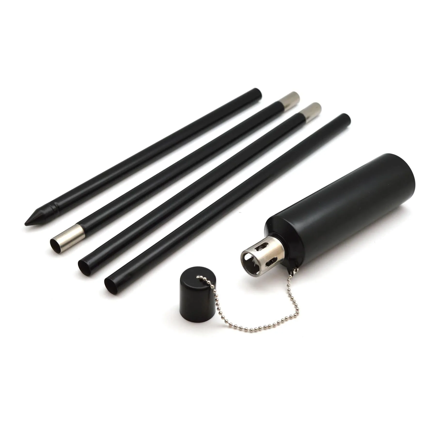 1.46m Metal Round Garden Fire Torches - Pack of 2  - By Harbour Housewares