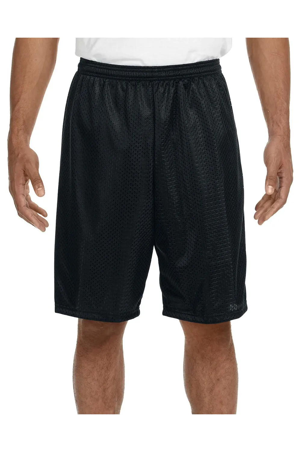 A4 Mens Moisture Wicking Tricot Mesh Shorts - Black