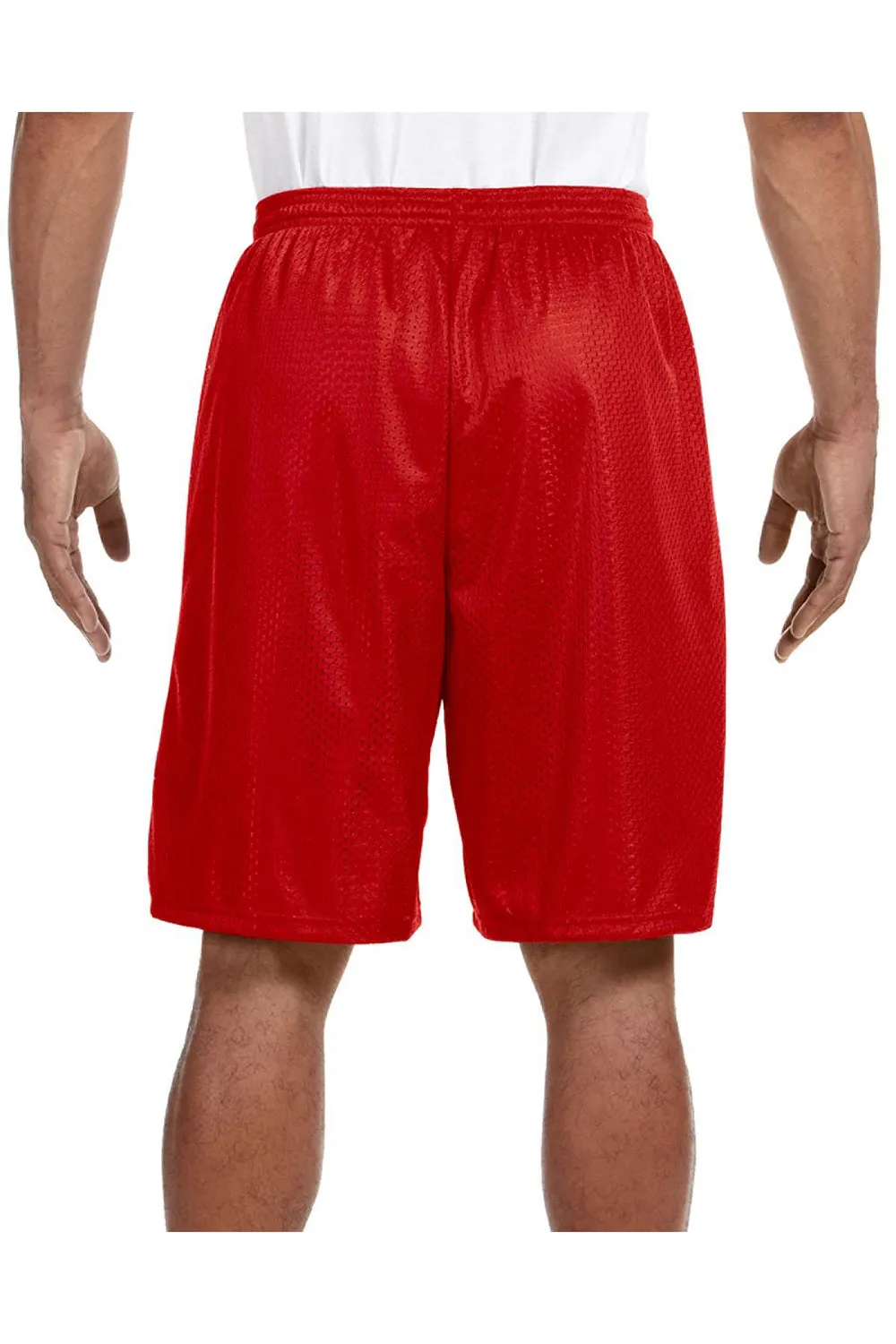 A4 Mens Moisture Wicking Tricot Mesh Shorts - Scarlet Red