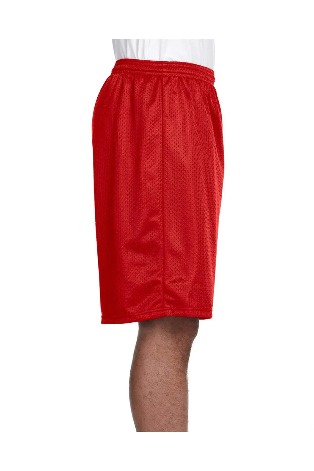 A4 Mens Moisture Wicking Tricot Mesh Shorts - Scarlet Red