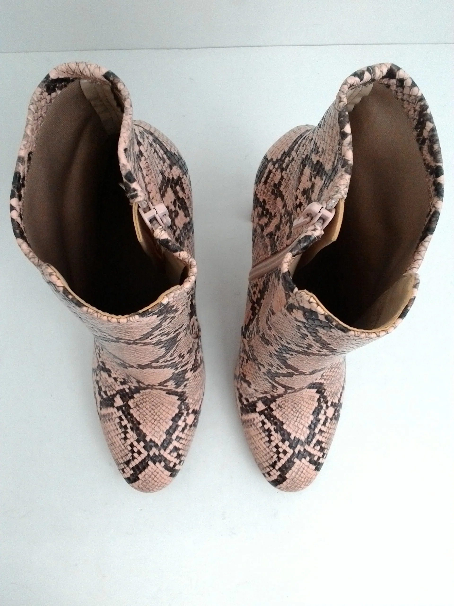 Aldo Women's Pink Snake Print Booties Size 9