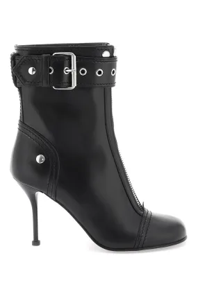 Alexander mcqueen leather ankle boots with buckle