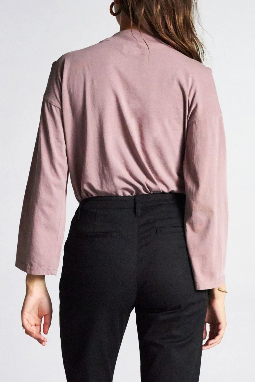 Anne L/S Mock Neck Tee - Mauve