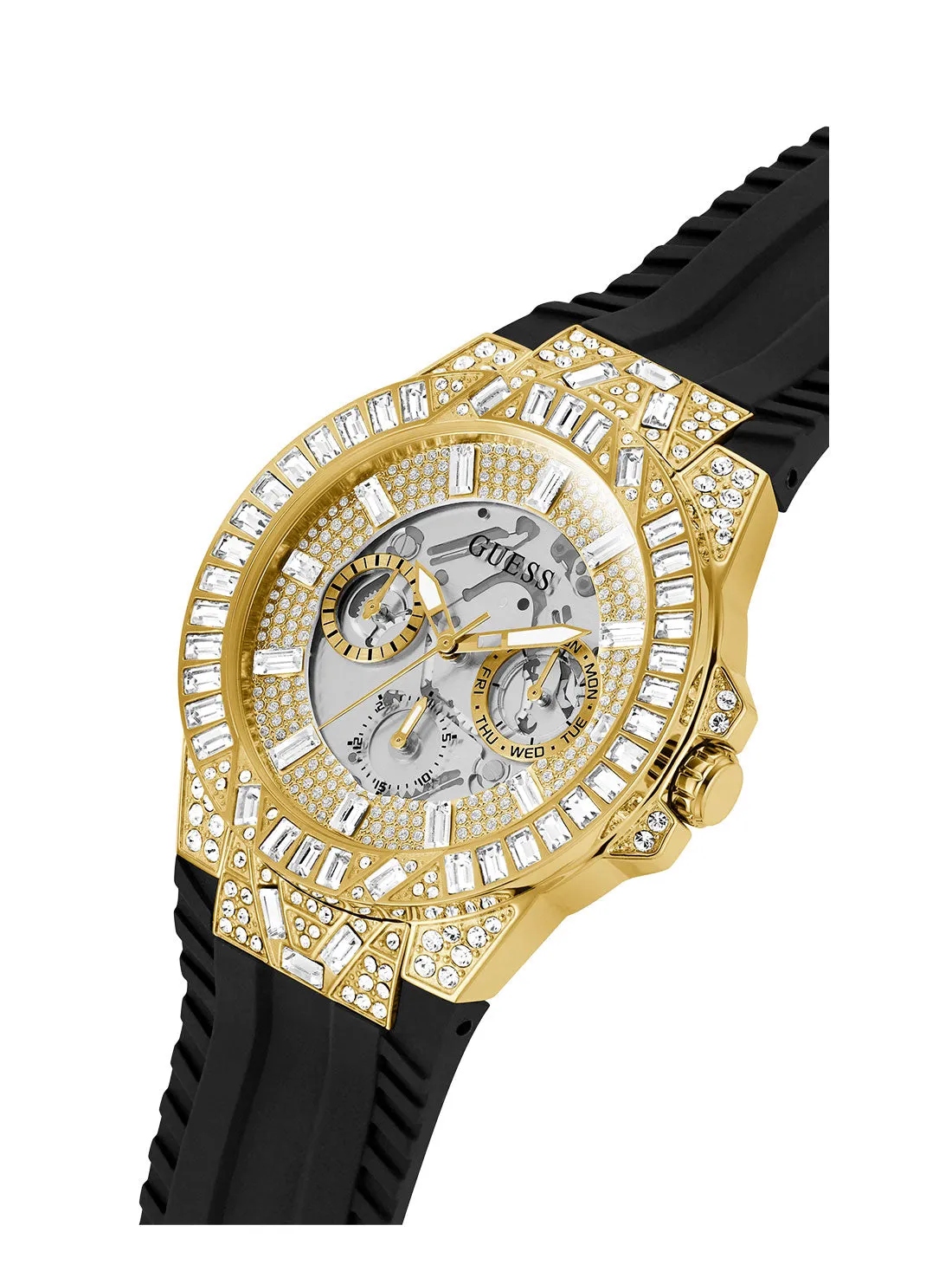 Black Gold Dynasty Glitz Silicone Watch