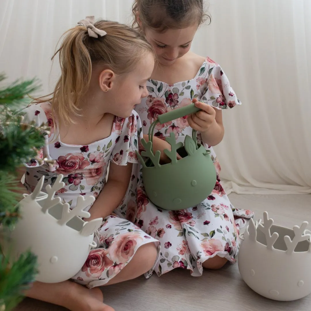 Christmas Reindeer Basket - Sage