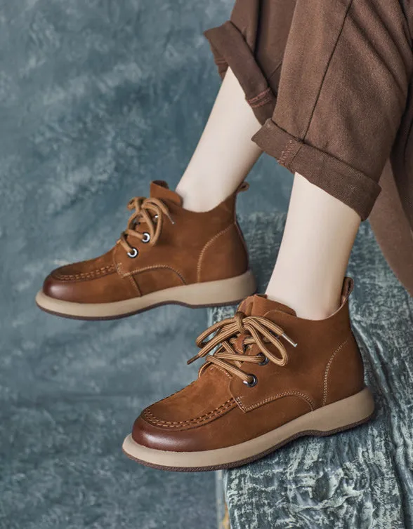 Comfortable Soft Leather Wide Toe Box Suede Boots