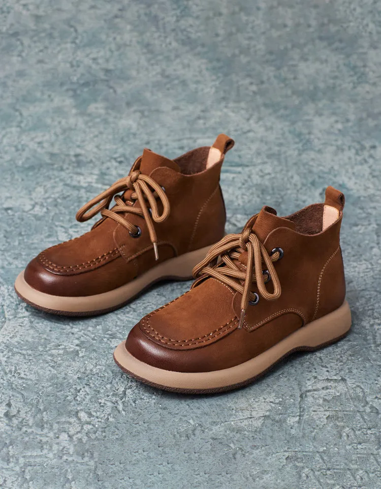 Comfortable Soft Leather Wide Toe Box Suede Boots