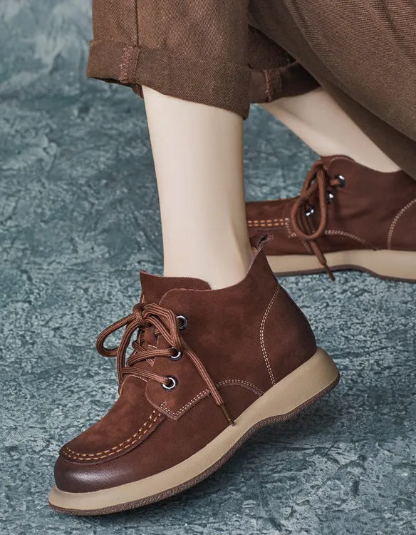 Comfortable Soft Leather Wide Toe Box Suede Boots