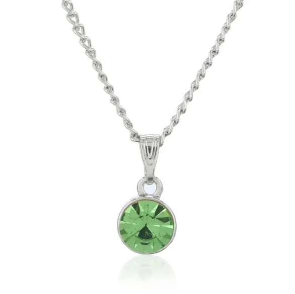 Estele - Rhodium Plated Peridot Pendant with Austrian Crystals for Women / Girls