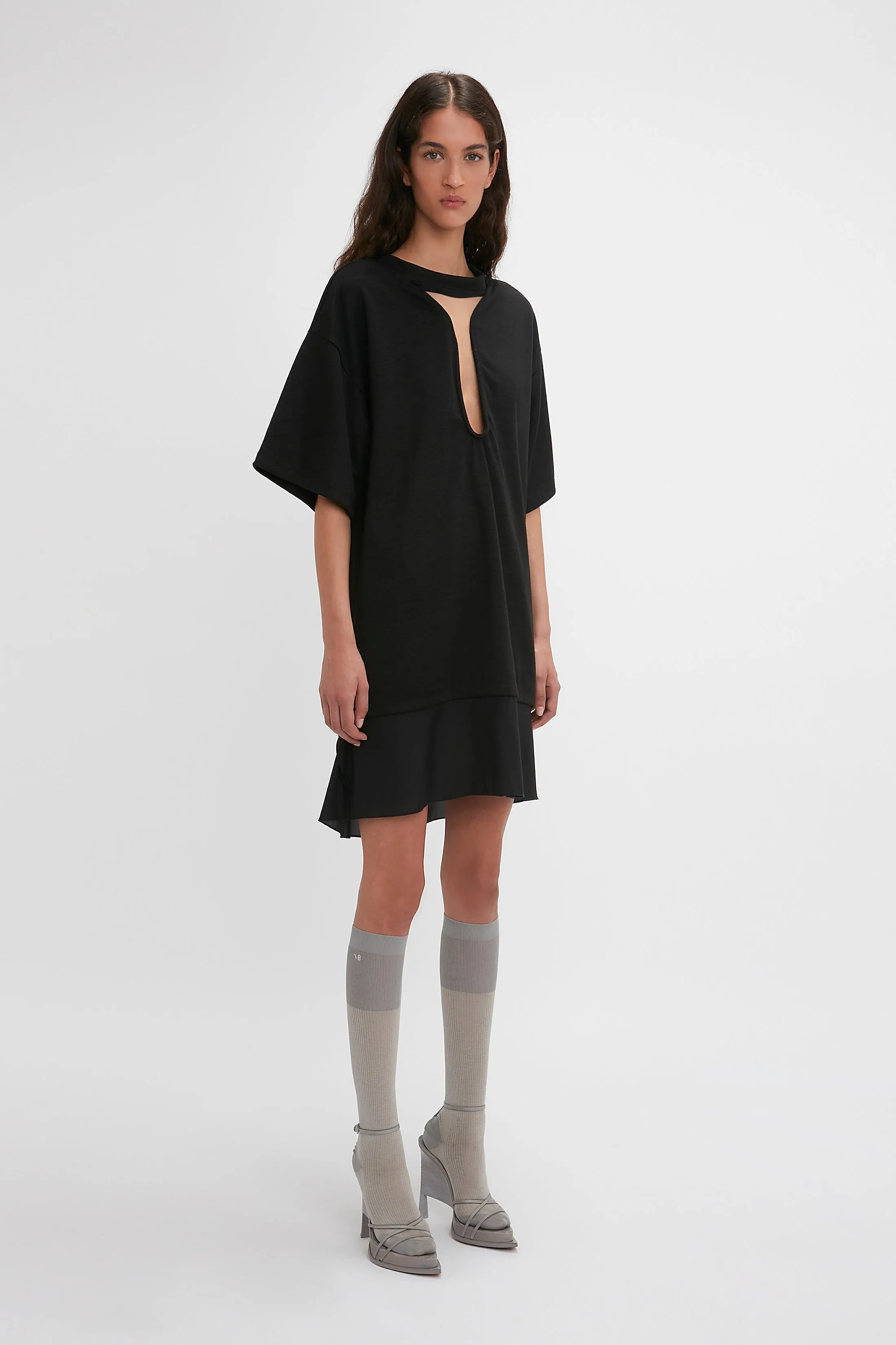 Frame Cut-Out T-Shirt Dress In Black