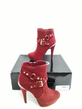 GBG Guess Women's Deeka Dark Red Fabric Booties Size 5 M