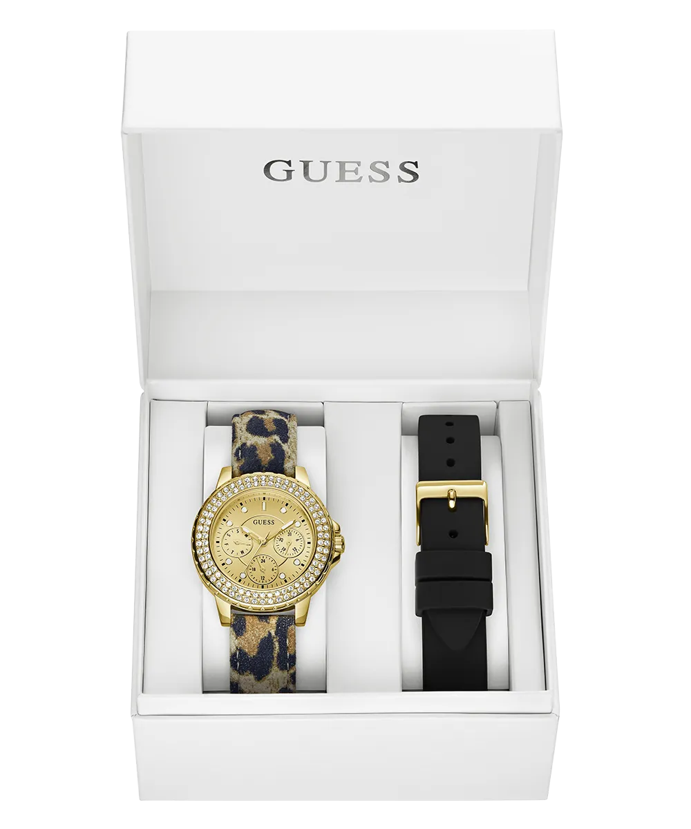 GUESS Ladies Gold Tone Multi-function Watch Box Set