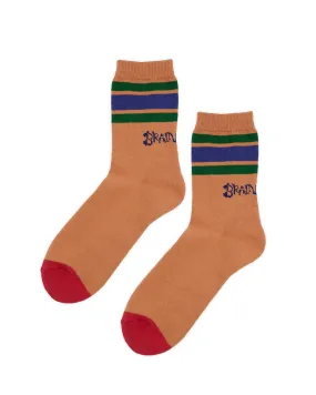 Logo Striped Quarter Sock - Orange