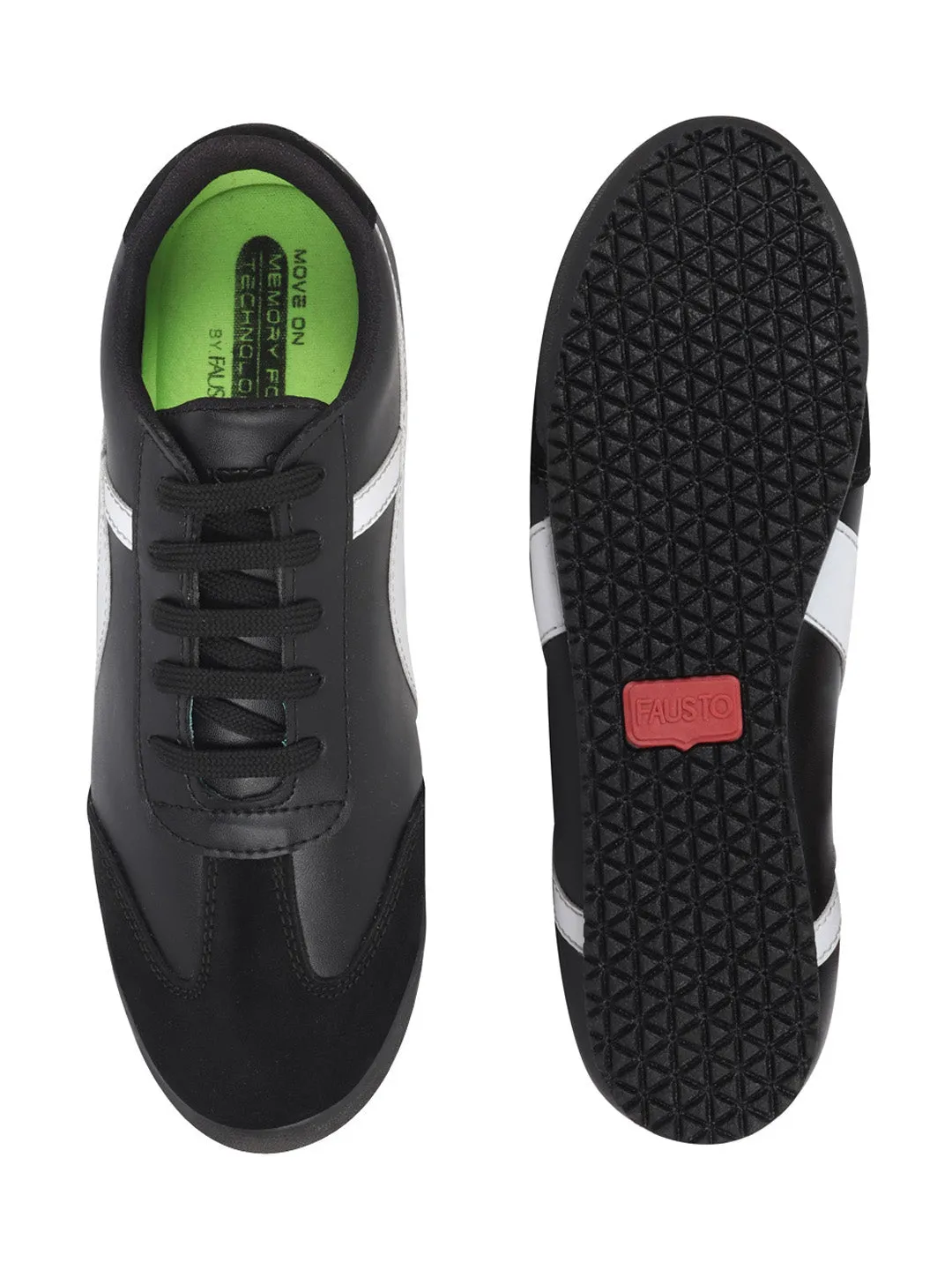 Men Black Lace-Up Casual Trendy Fashion Outdoor Sneakers