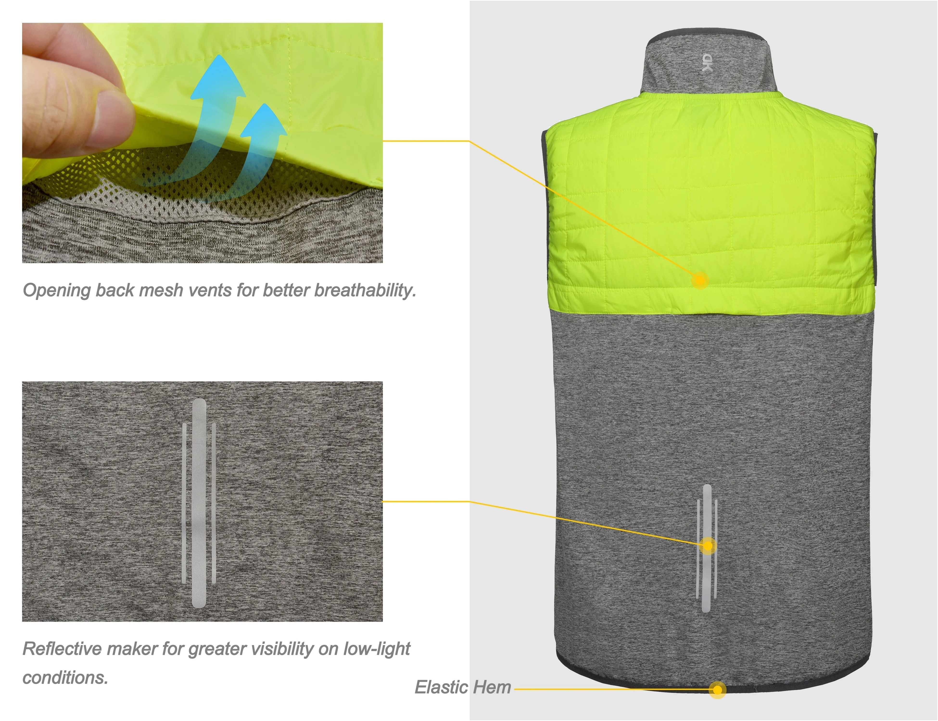 Men's Lightweight reflective stripes Warm Vest