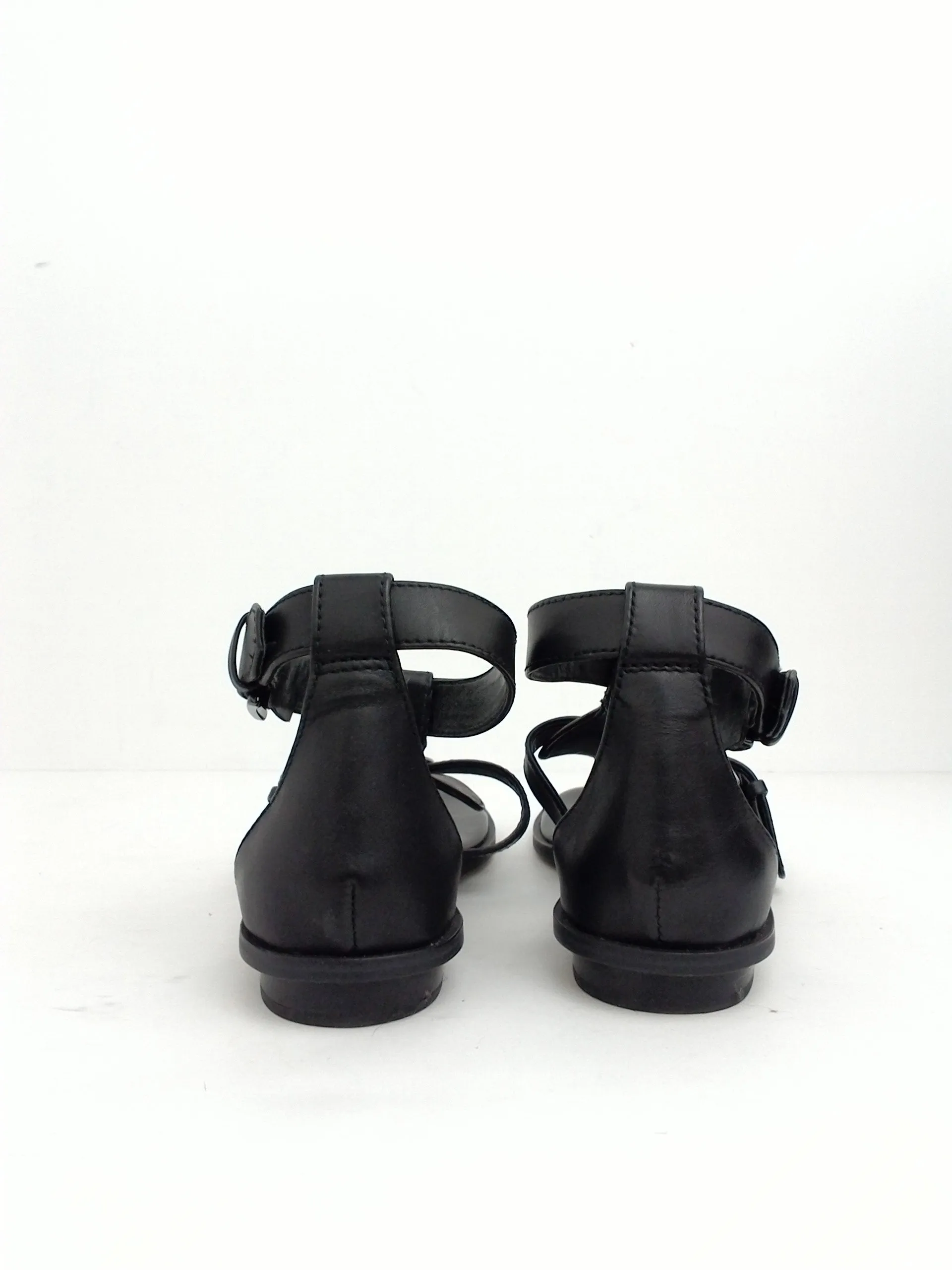 Michael Kors Black Leather Flat Sandal  Size 6.5 M