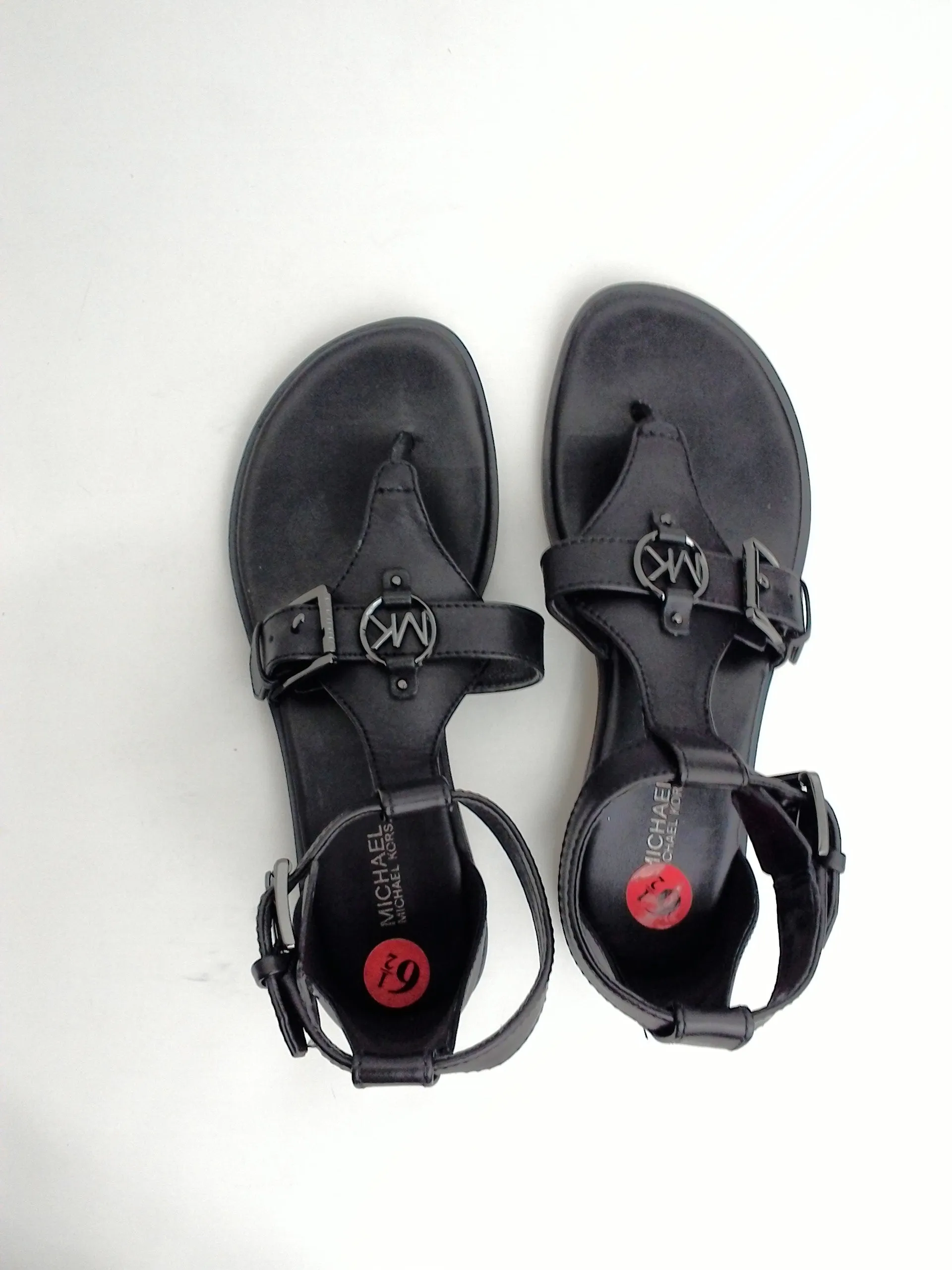 Michael Kors Black Leather Flat Sandal  Size 6.5 M