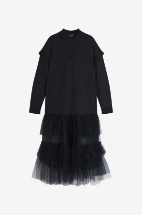 Oversized Tulle Hem Polo Dress