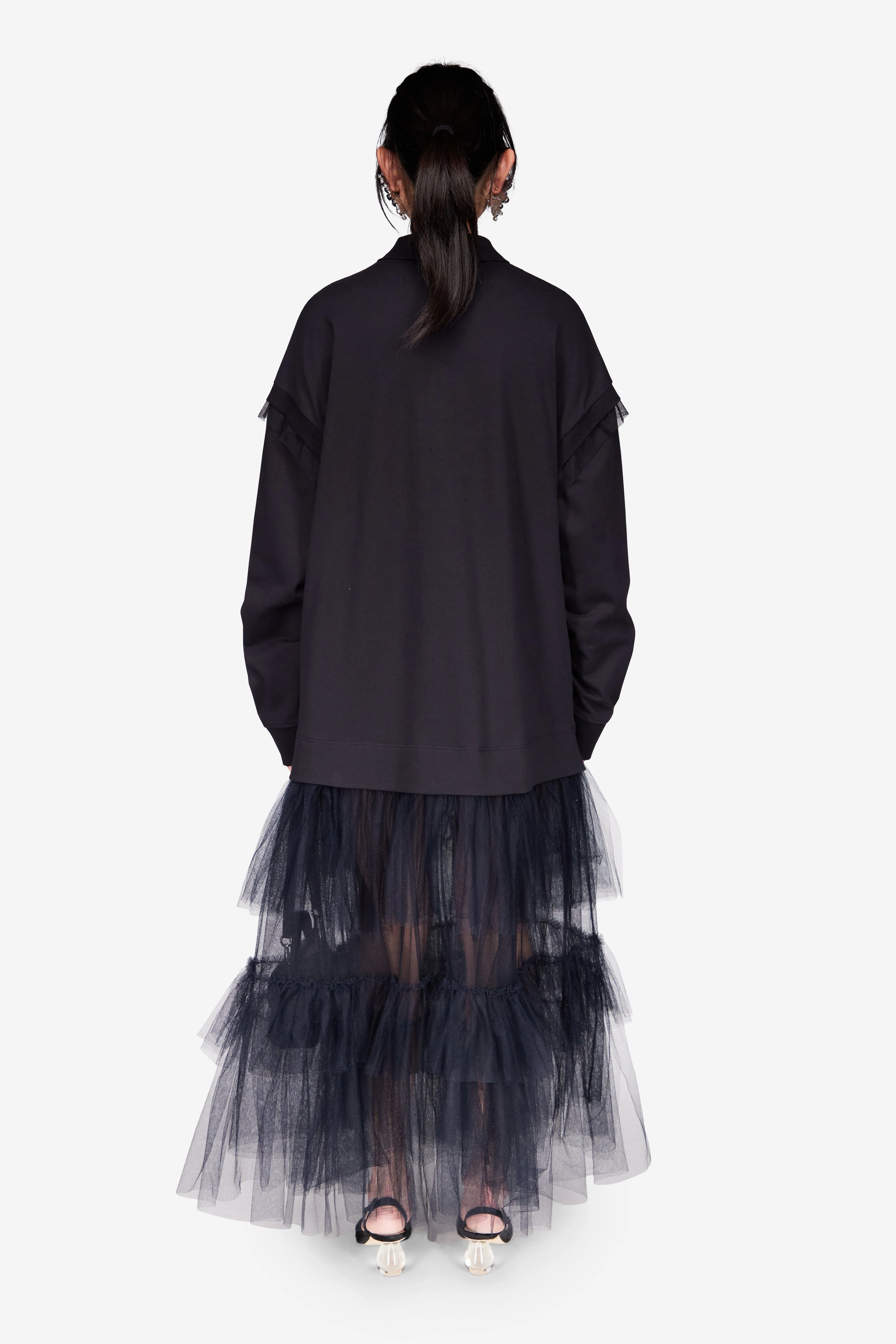 Oversized Tulle Hem Polo Dress