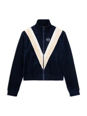 Sara Velour Track  Jacket- Maritime Blue