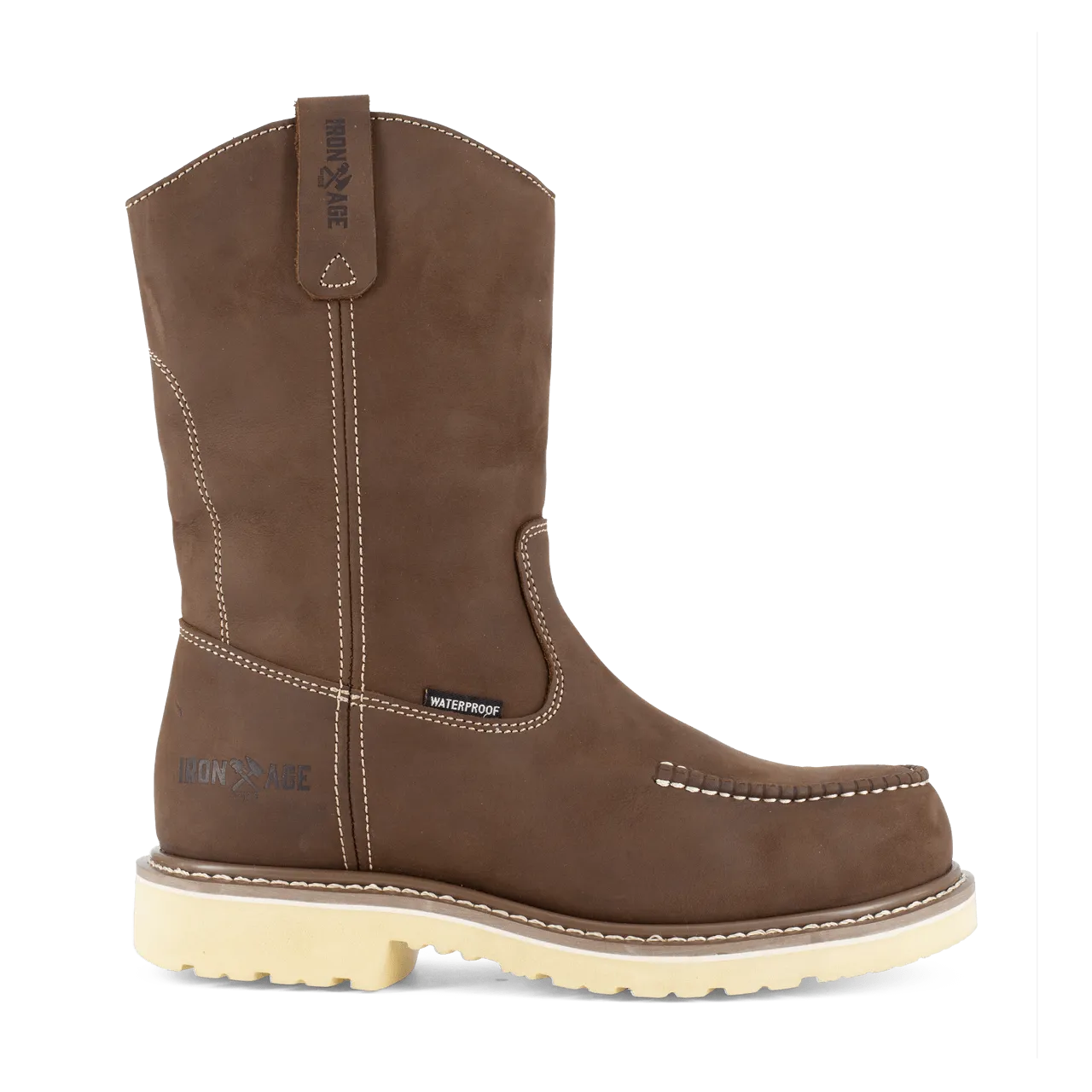 Solidifier Composite-Toe 11 Inch Pull-On Moc Toe Waterproof Work Boot Brown